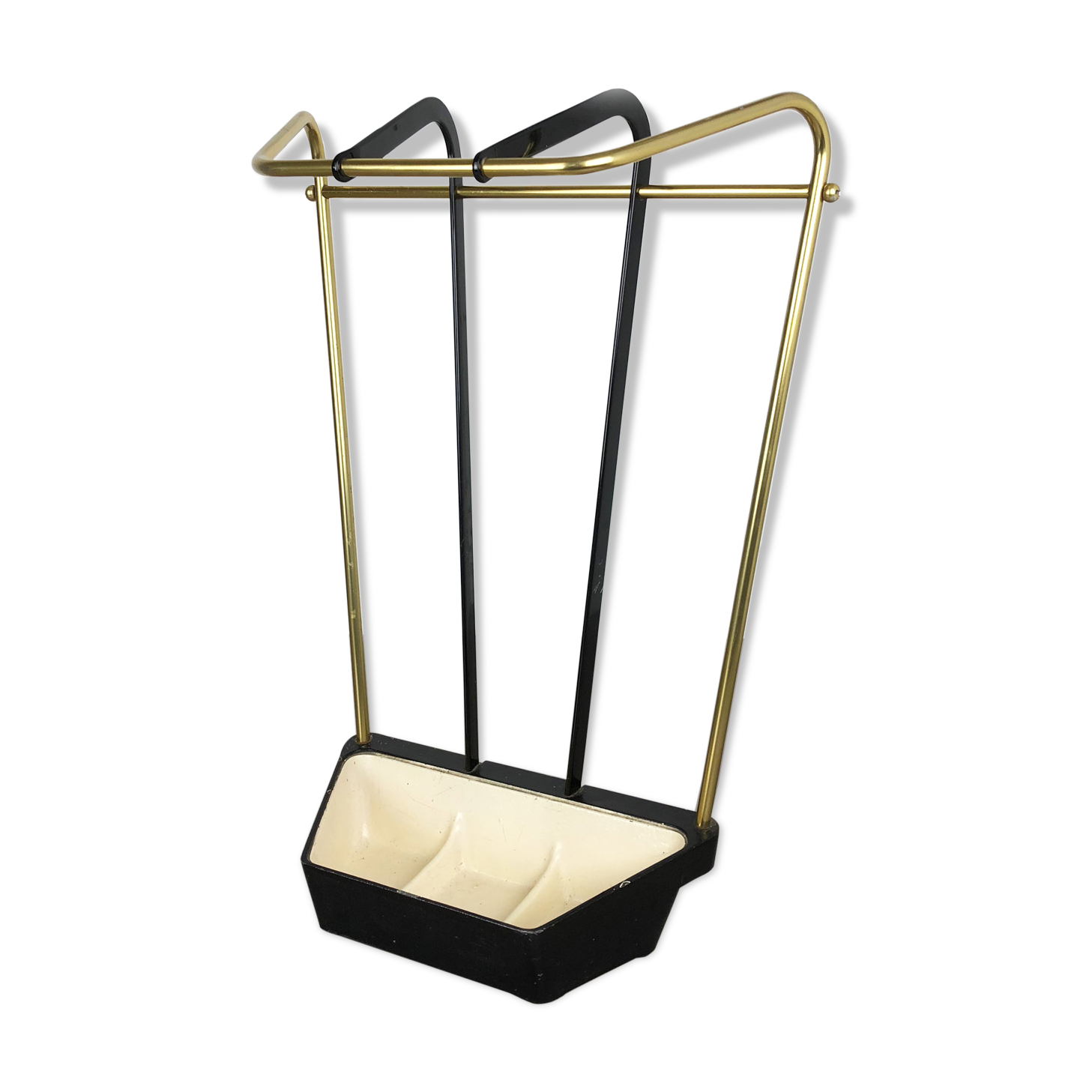 Original midcentury metal brass umbrella stand, Germany, 1950s