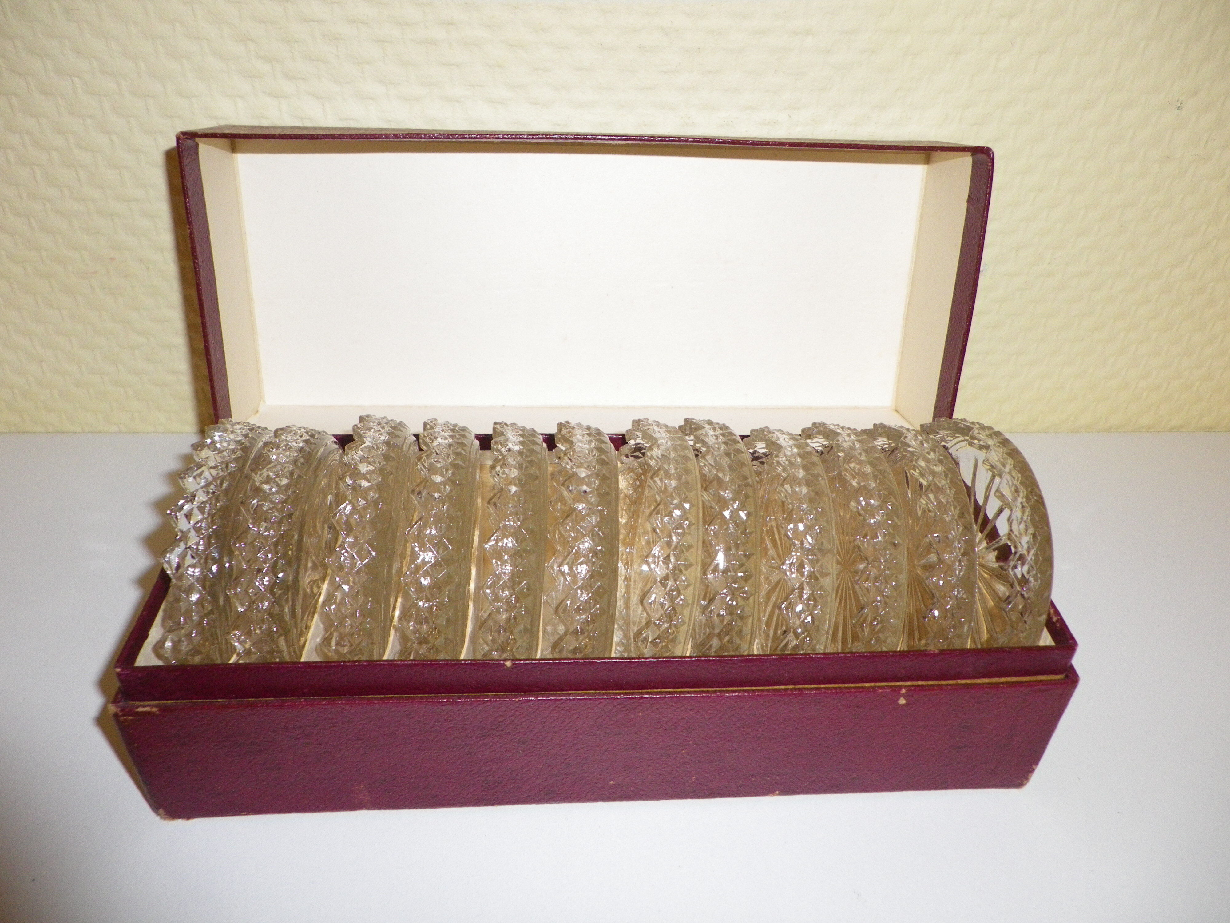 12 under crystal glasses in their original box 1960
