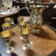 Carafe et 6 verres en métal argenté