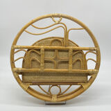Small hanging shelf in rattan / natural fibers, vintage
