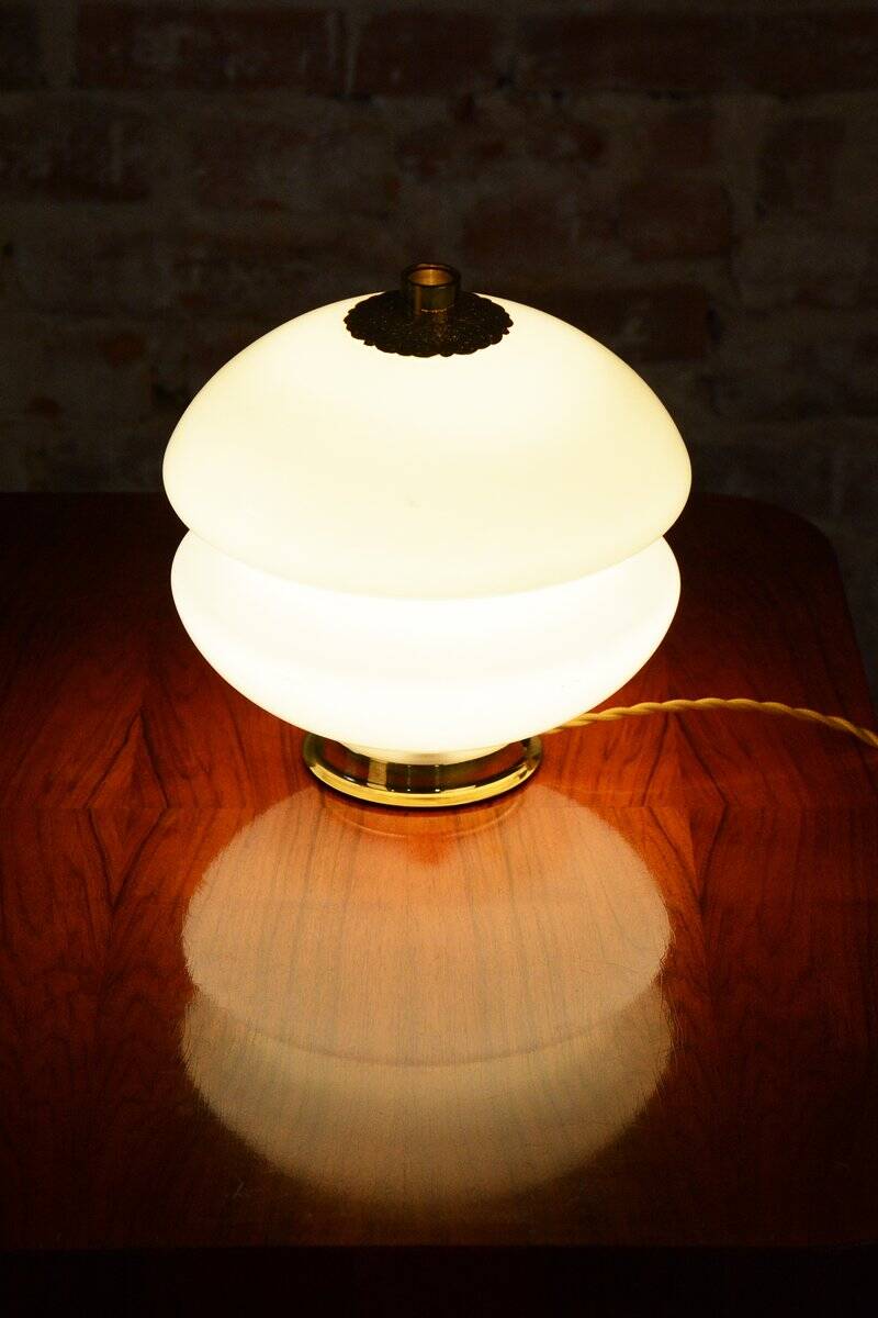 Mid-Century Table Lamp in Brass and Glass, Czech, 1960s