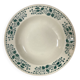 Deep plate, Terre de Fer, Choisy le roi, green stencil with leaf motif