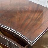 1950s English mahogany chest of drawers with one shelf