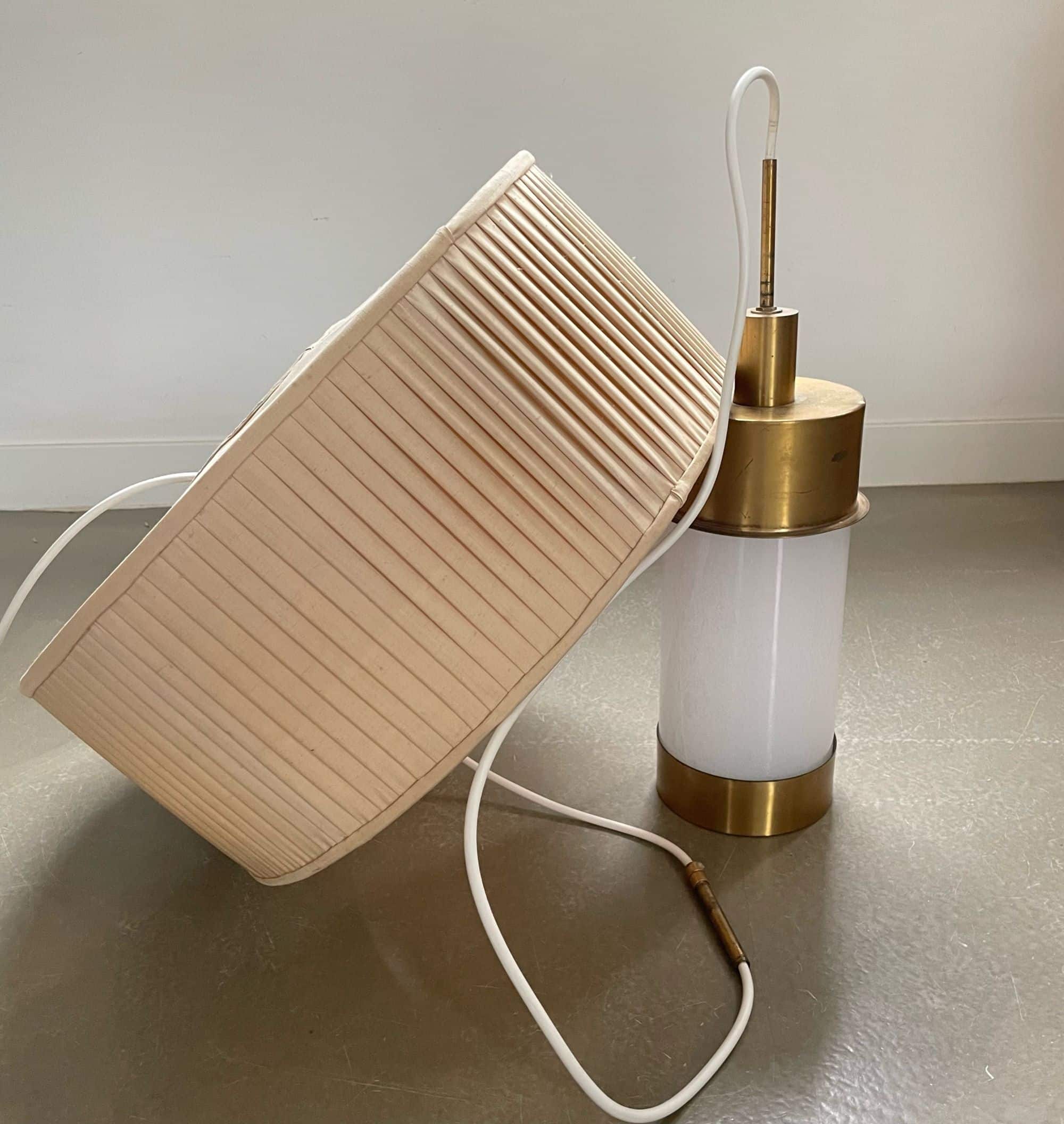 Vintage design pendant lamp, plissé shade, 1960s