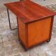 Vintage tubular desk year 50 in solid teak and light wood veneer