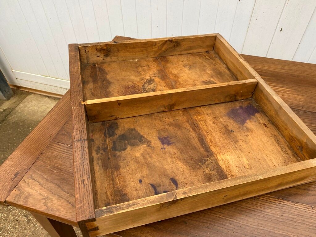 Solid oak dining farmhouse table with 2 drawers 1950 135x75x72cm