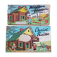 2 boxes of old wooden construction game from JeuJura Swiss cottage and forest house
