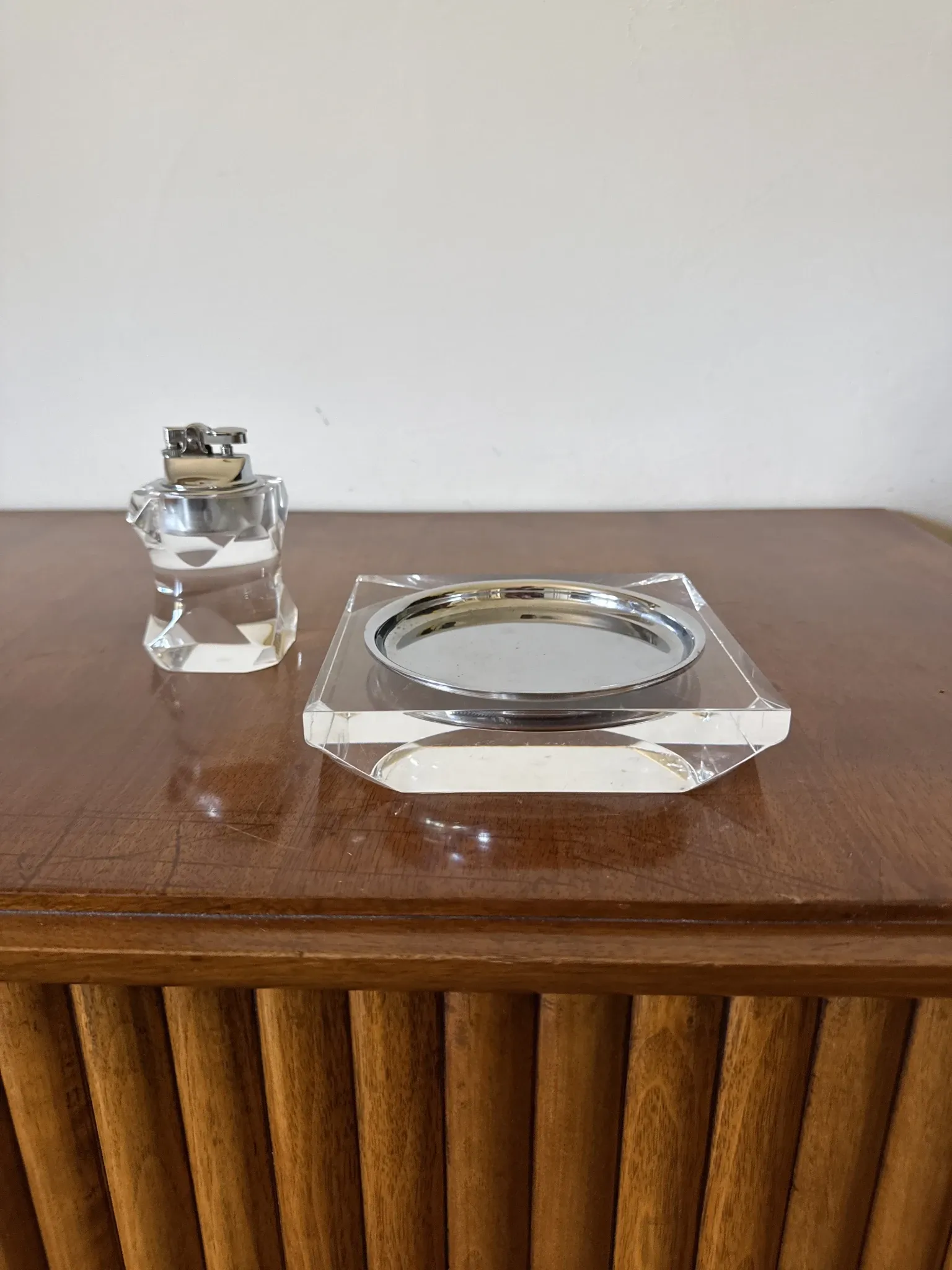Hollywood regency lucite smoking set, Italy 1970