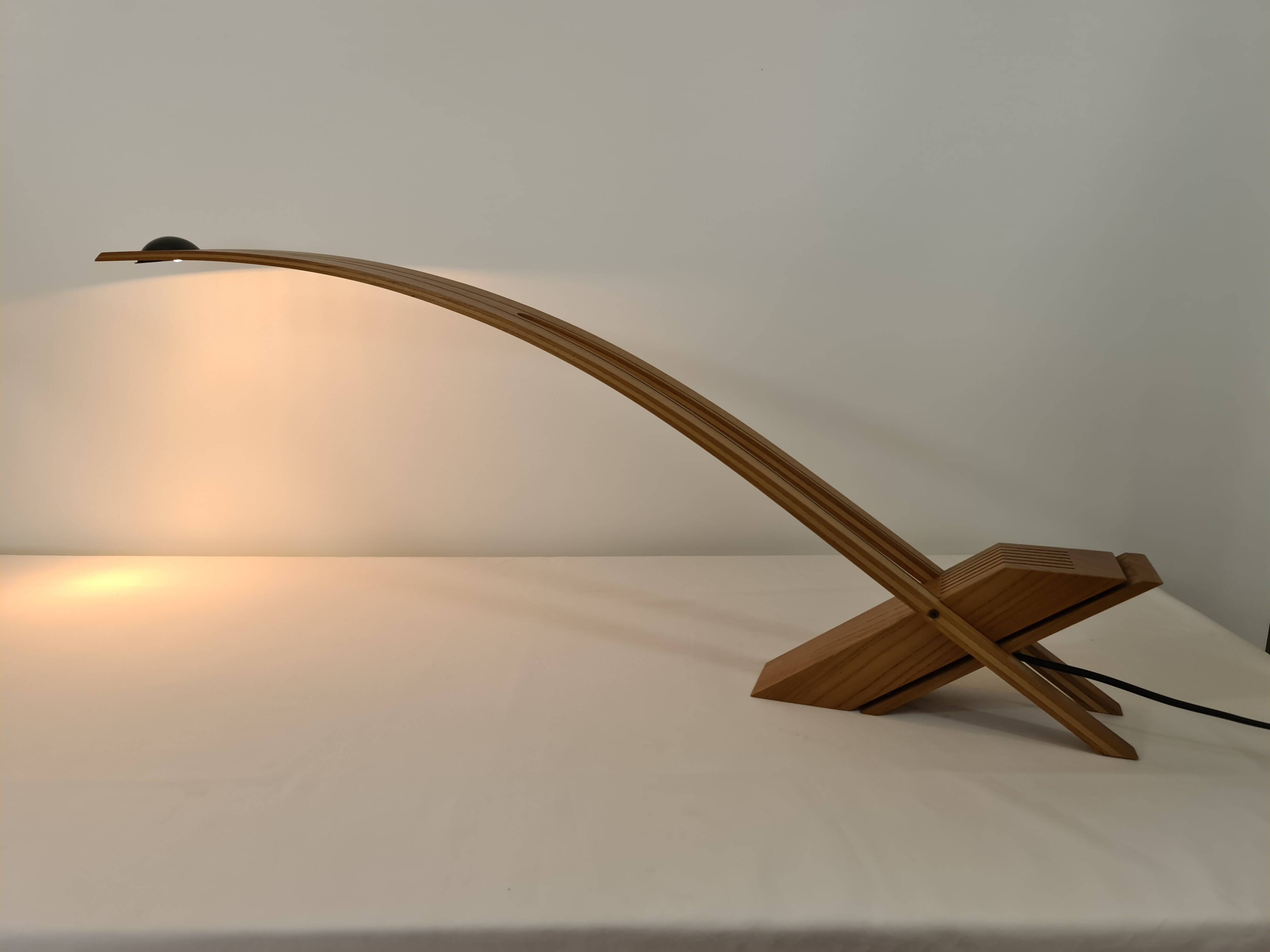 Syko desk lamp by bernard brousse in elm 1980s