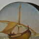 Set of 3 dishes 19th century terracotta painting 1895 boat lily lily swan