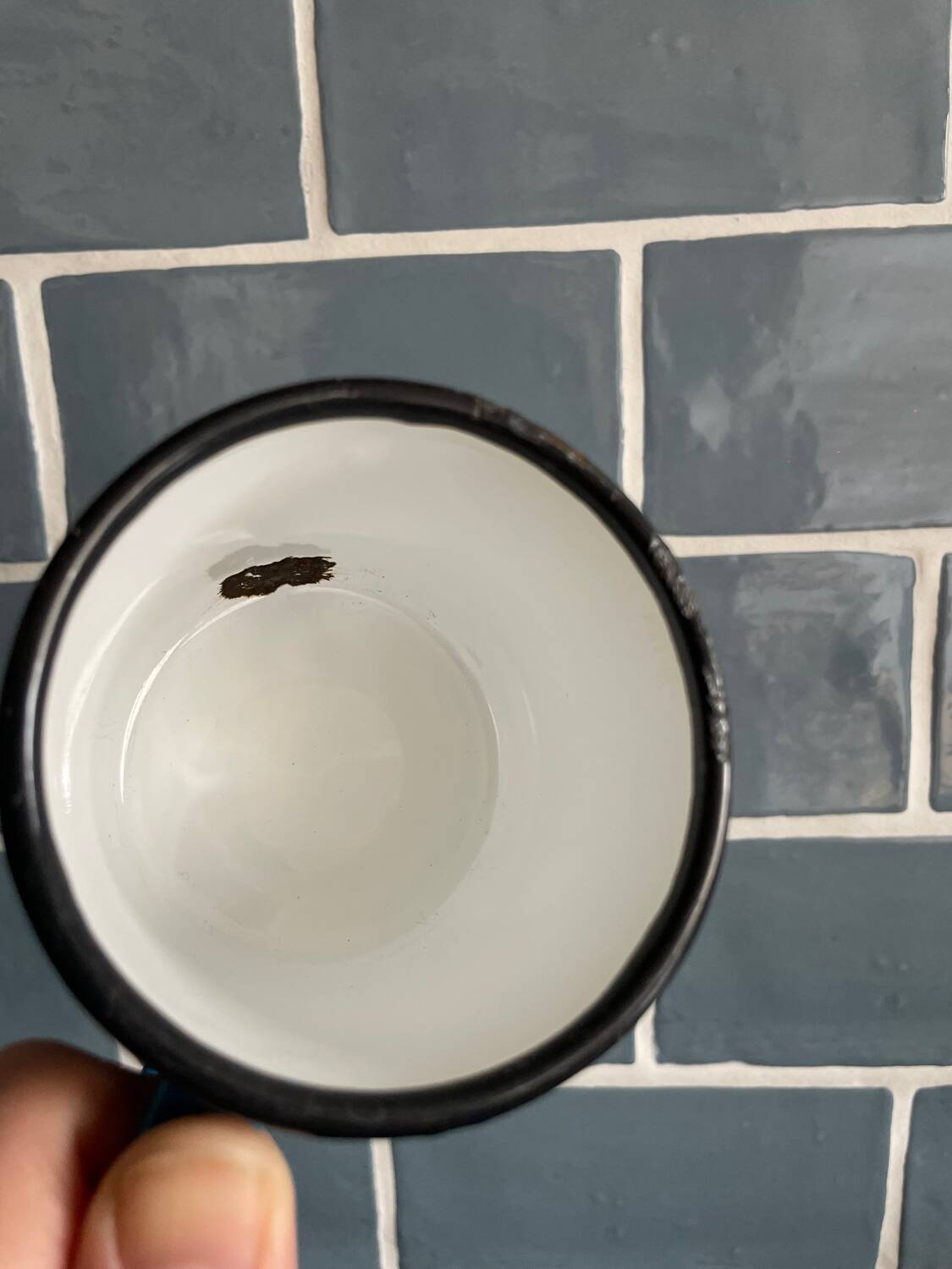 Small blue cup Swallow brand enameled sheet metal