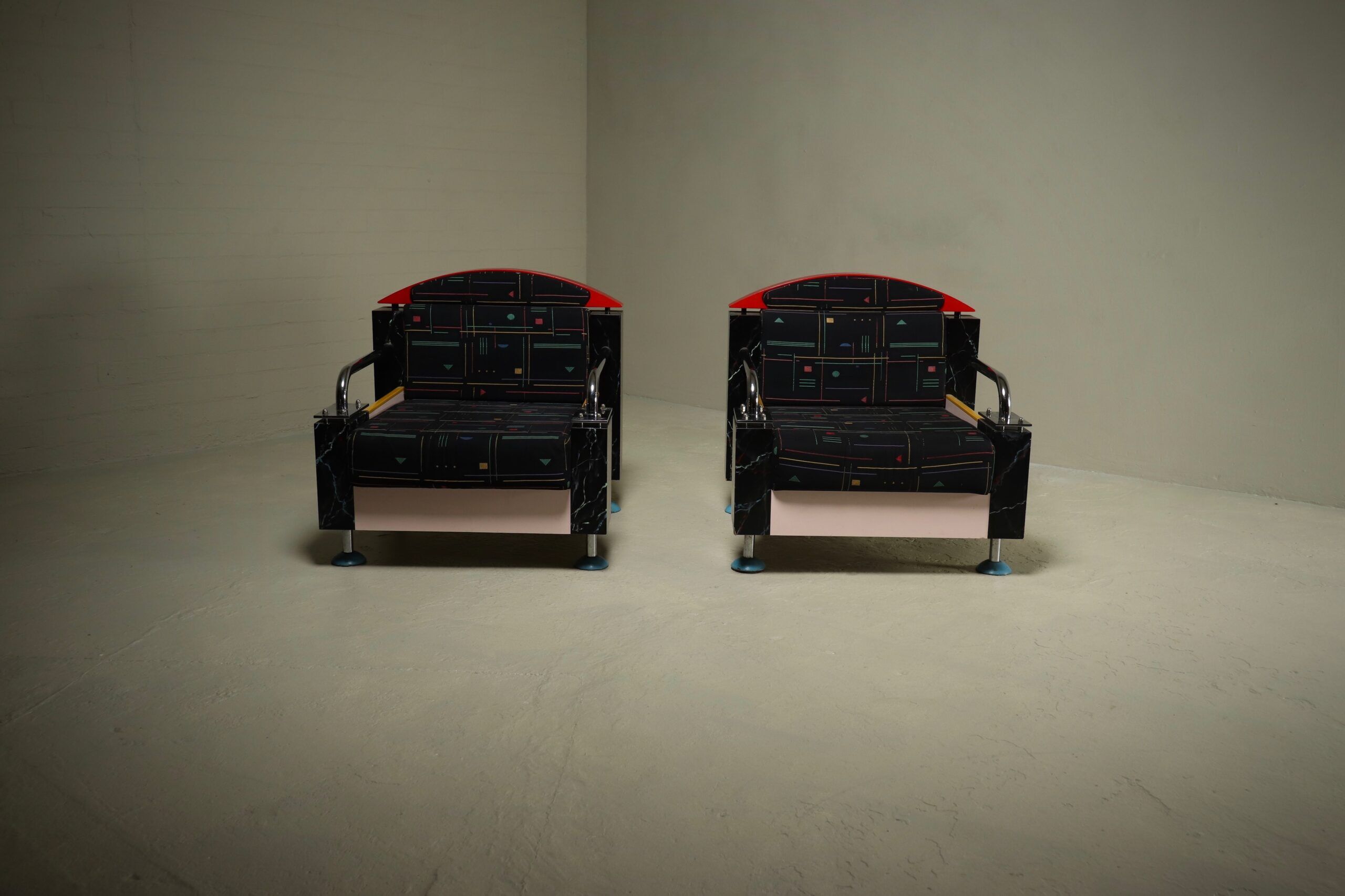 Pair of lounge chairs by Dutch architect Wim Hofman 1980s