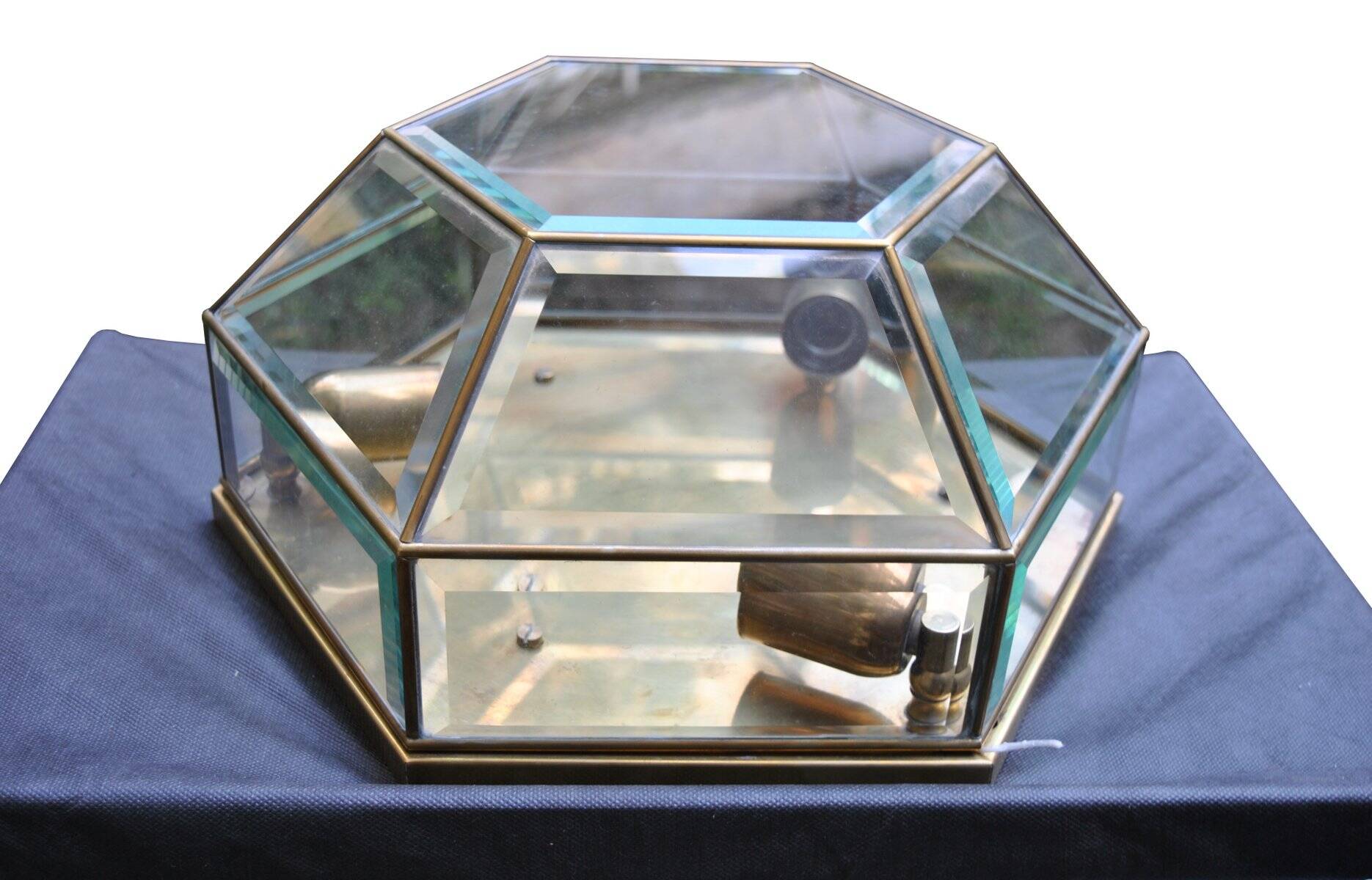 Brass and sculpted transparent crystal wall light, 1950s.