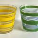 Pair of VINTAGE Silkscreened Glass Plant Pots