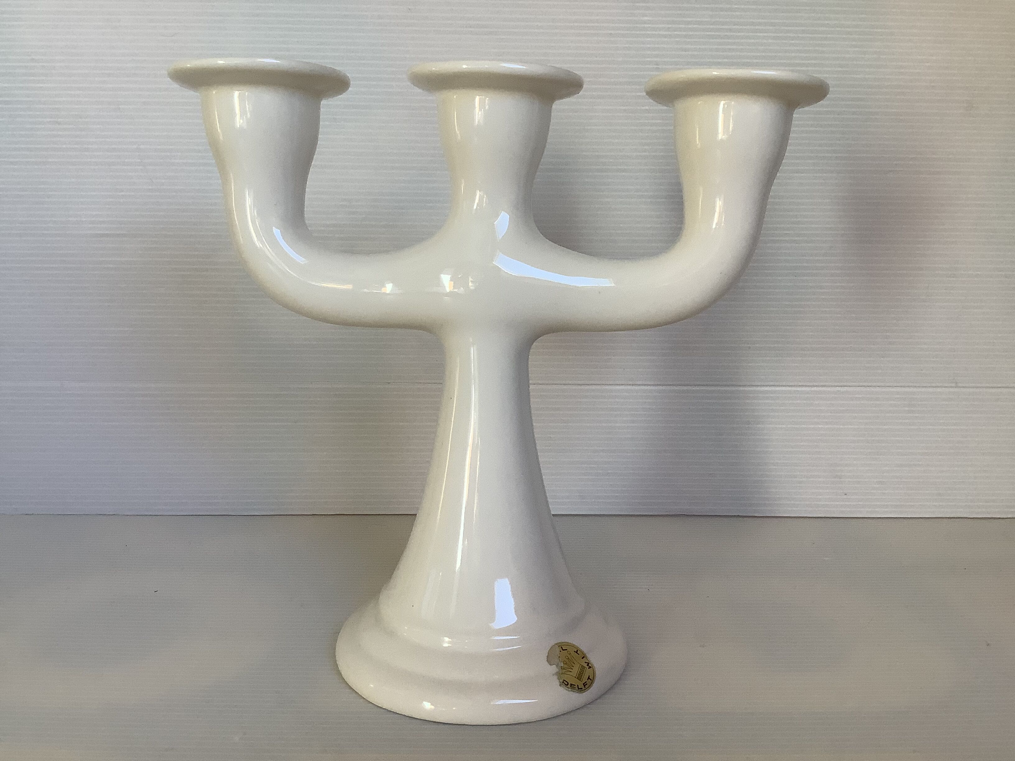 Candelabra candle holder delft wit