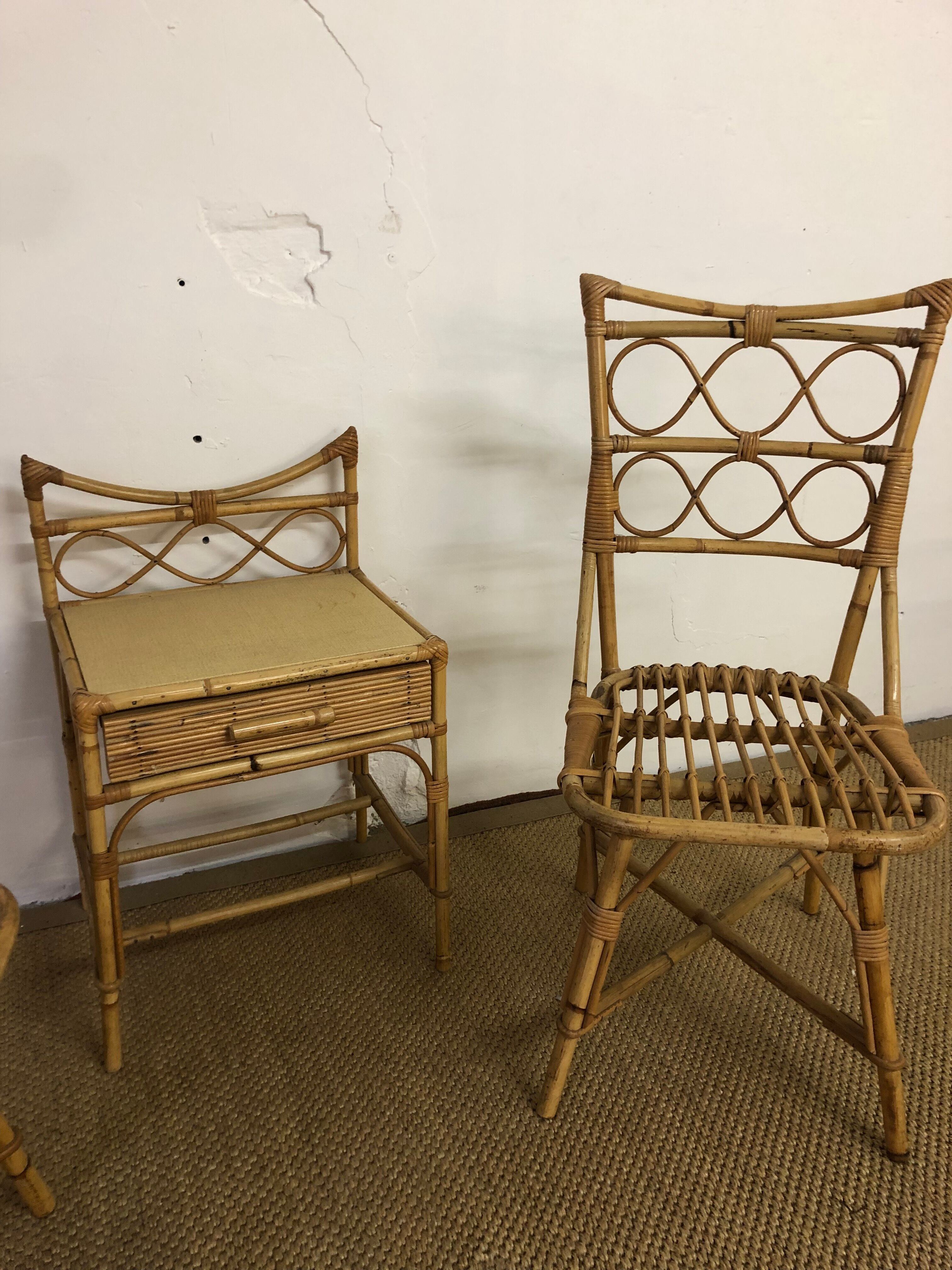 Rattan chairs with bedside