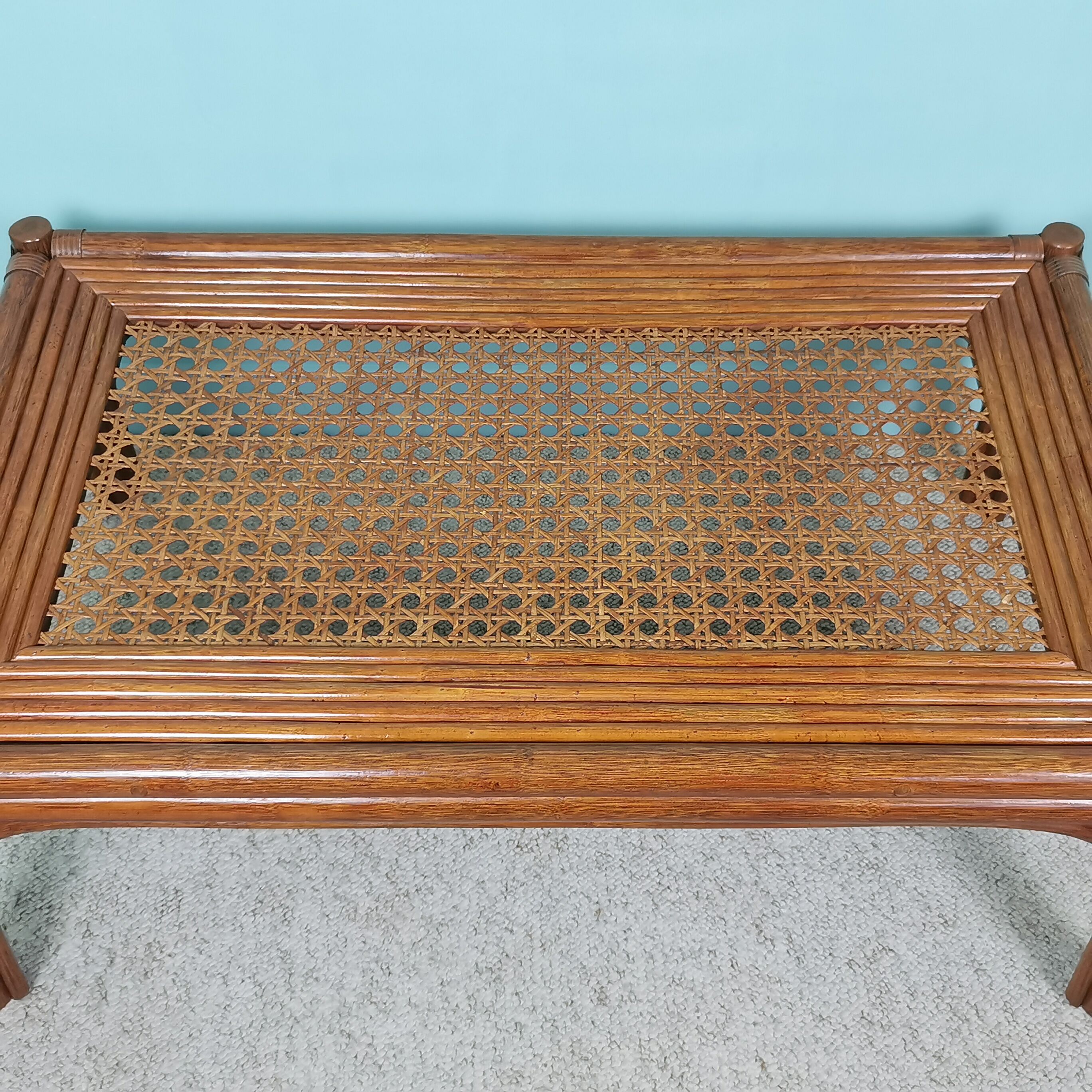 Bamboo and glass coffee table