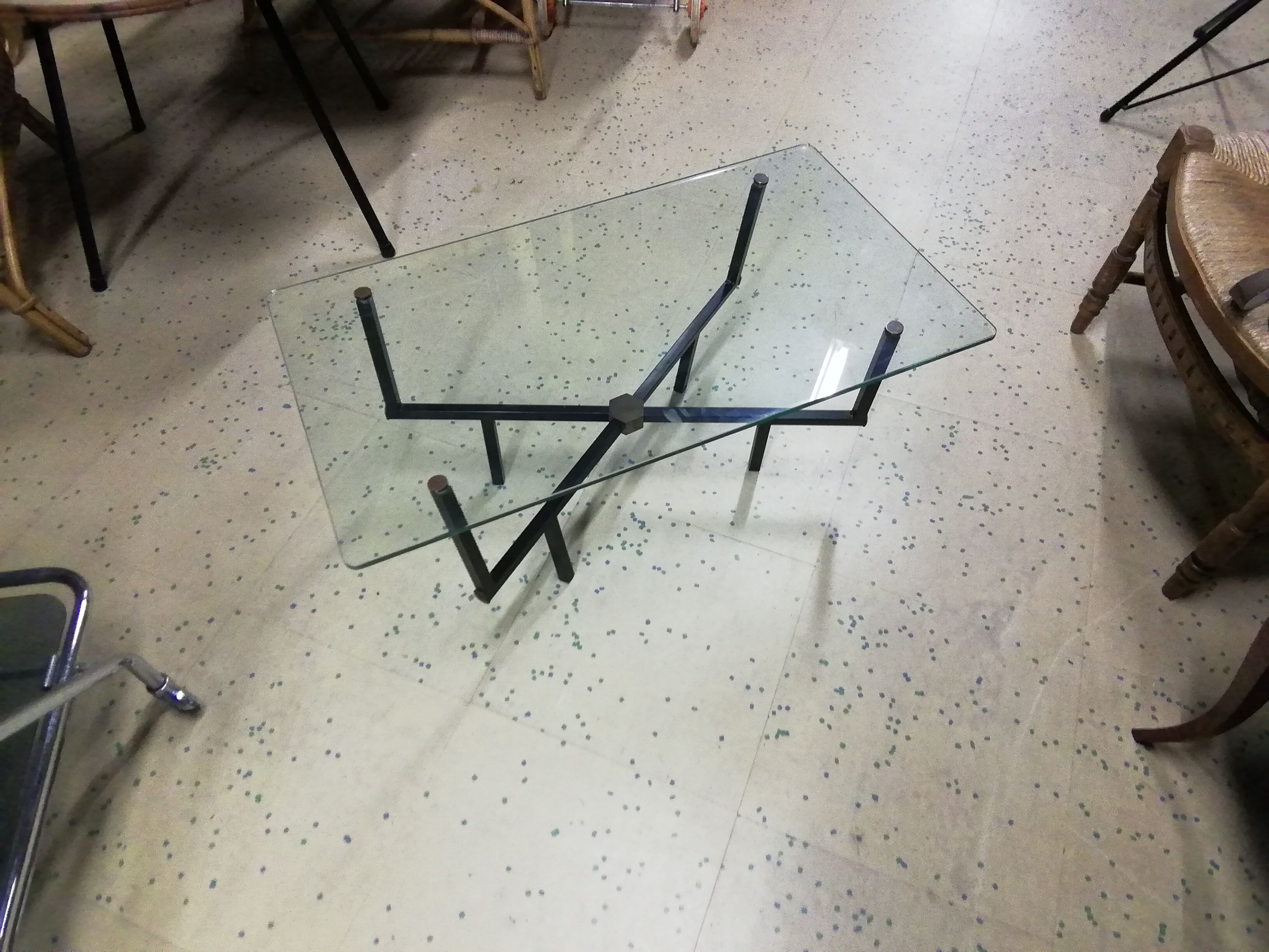 Coffee table with vintage iron base
