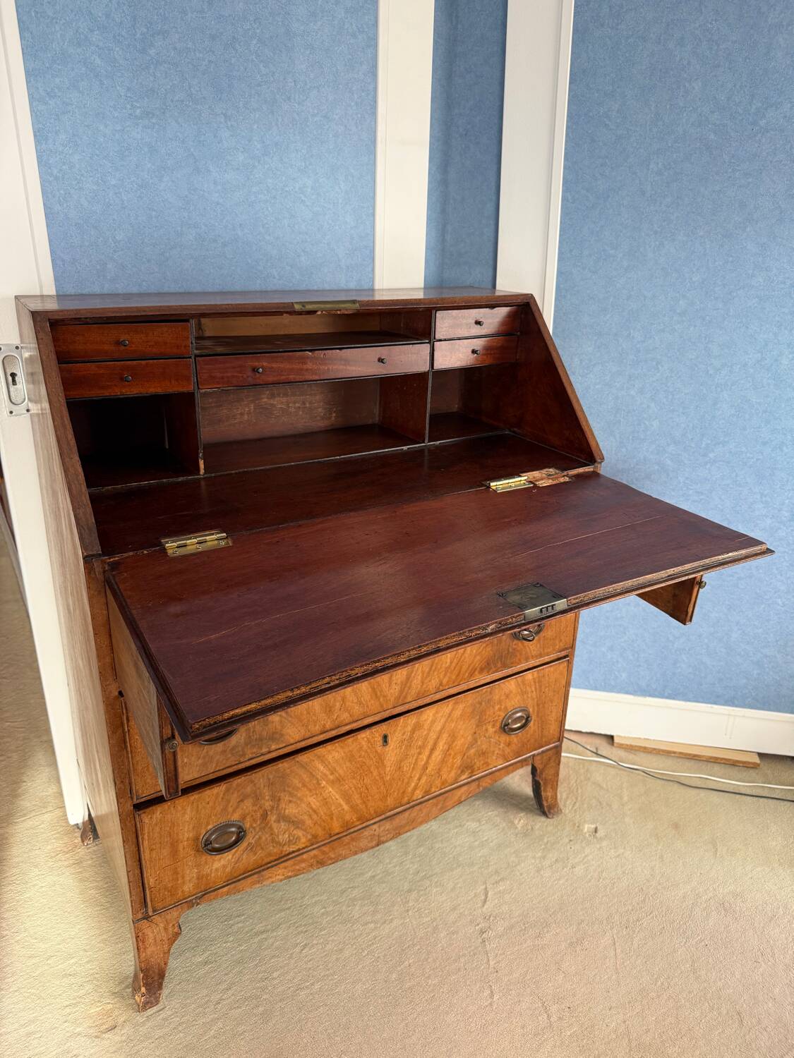 Solid wood secretary with 3 large drawers