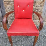 Red vintage bridge armchair, 40s