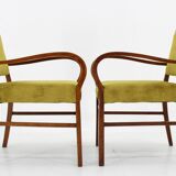 1940s Pair of Restored Beech Art Deco Armchairs ,Czechoslovakia