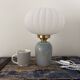 Table lamp in pastel blue and pleated opaline ceramic