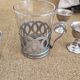Vintage glass and silver metal breakfast set