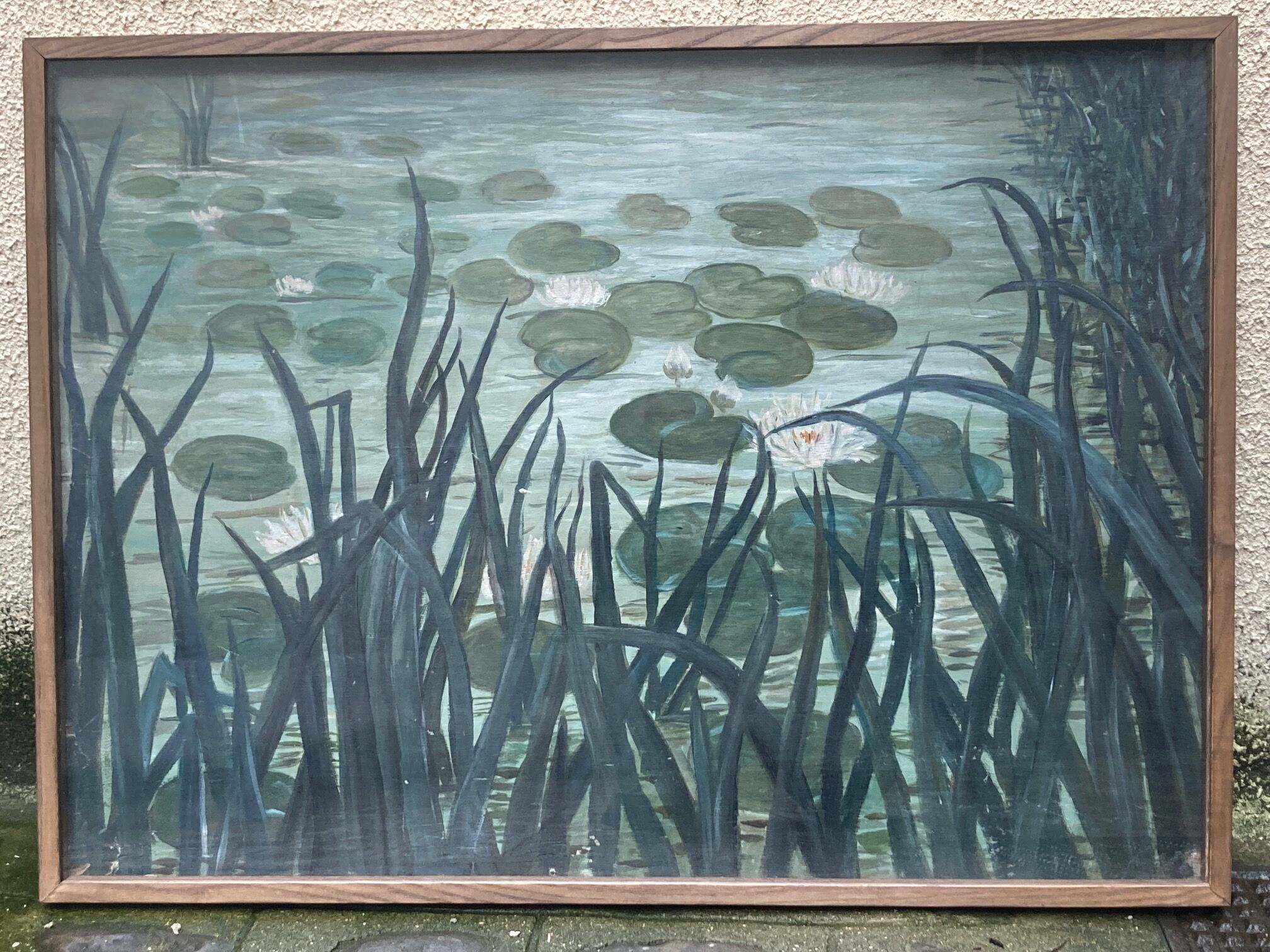 Painting on plywood "water lilies"