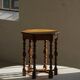 Danish hexagonal side table in oak with turned legs, 1950s.