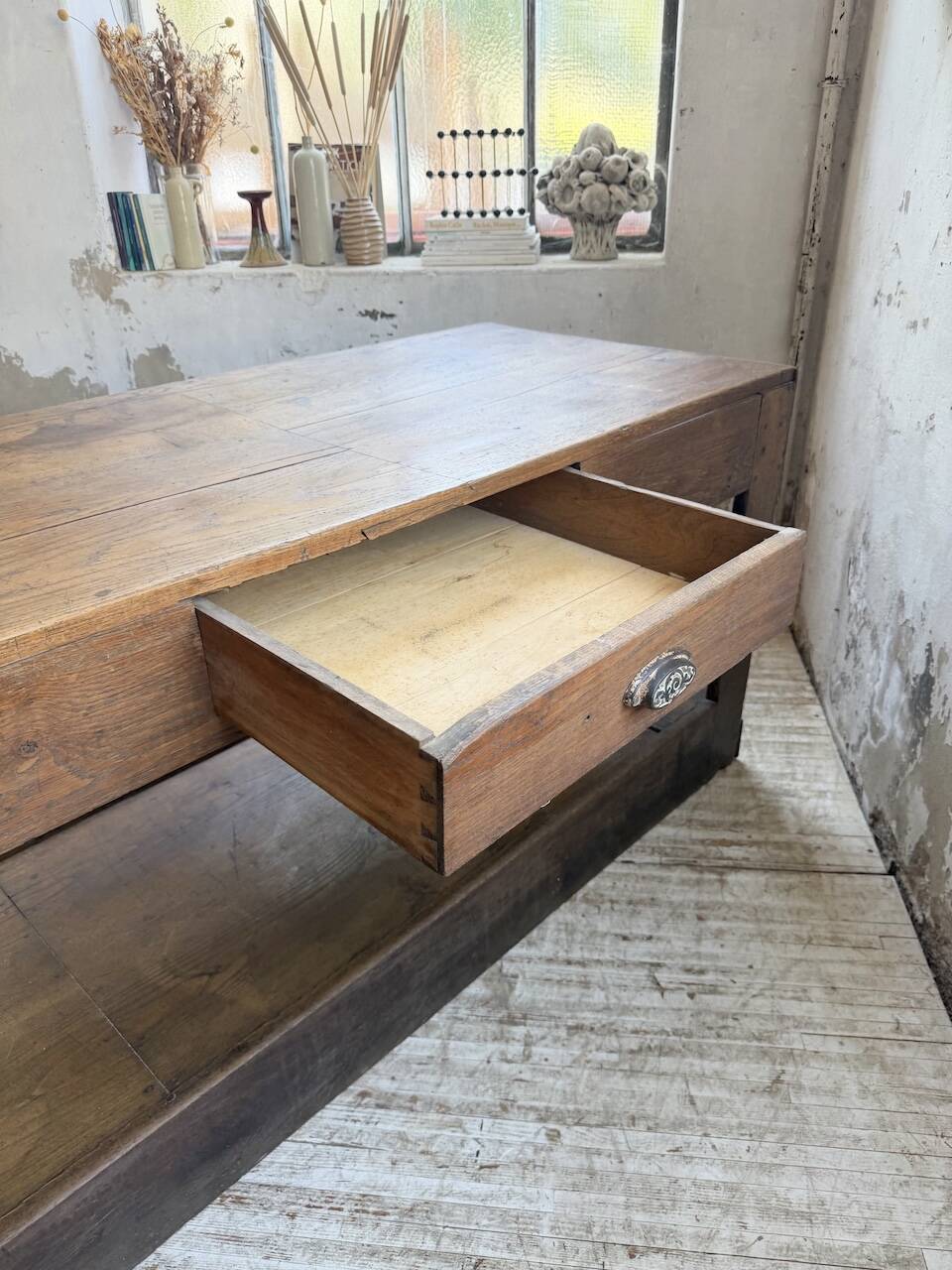 Table de gantier drapière 1900 chêne massif 330cm XL
