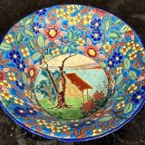 Longwy: Important bowl or empty pocket in polychrome cloisonné enamels