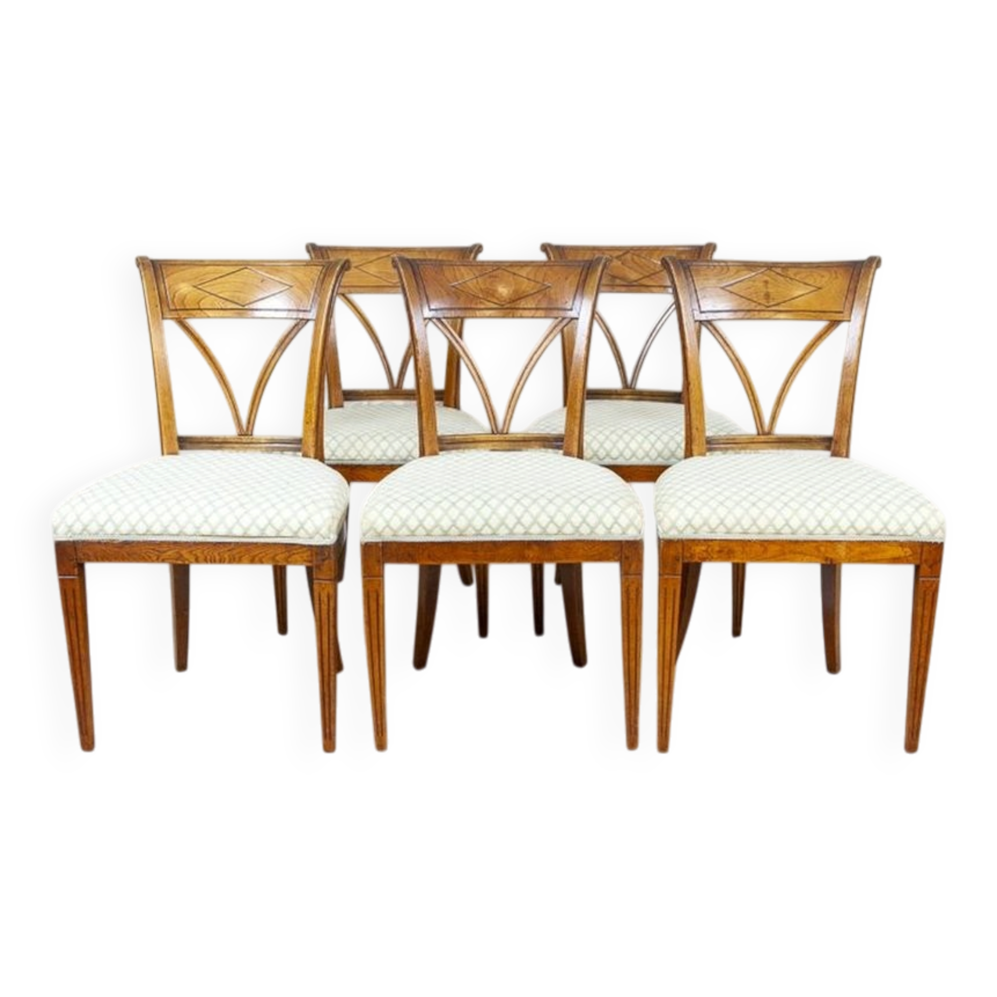 Vintage Elm Chairs in White Upholstery, 1950s, Set of 5