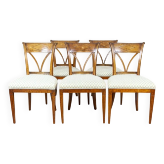 Vintage Elm Chairs in White Upholstery, 1950s, Set of 5