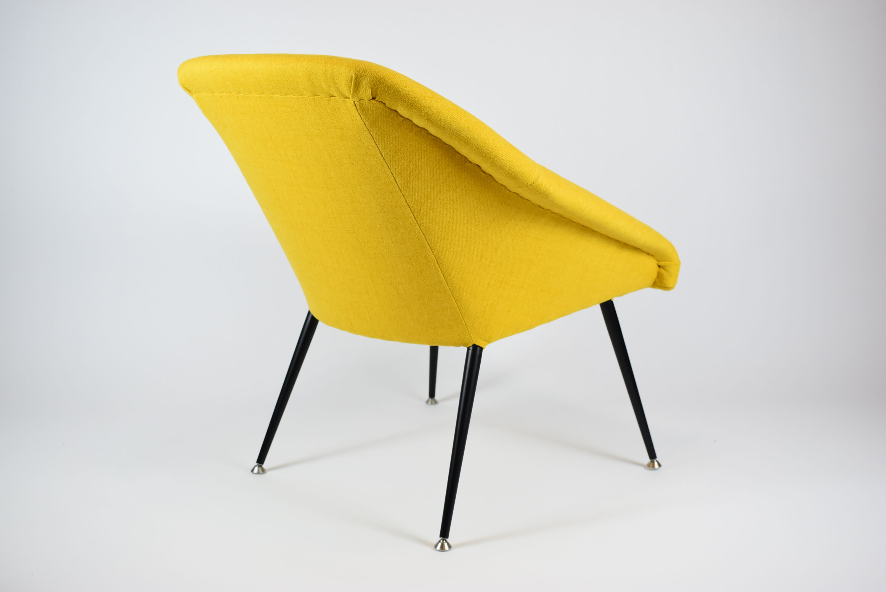 Vintage polish armchair shell, fully renovated, 1960s, fabric, chrome