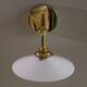 White opaline wall light - brass socket and metal support