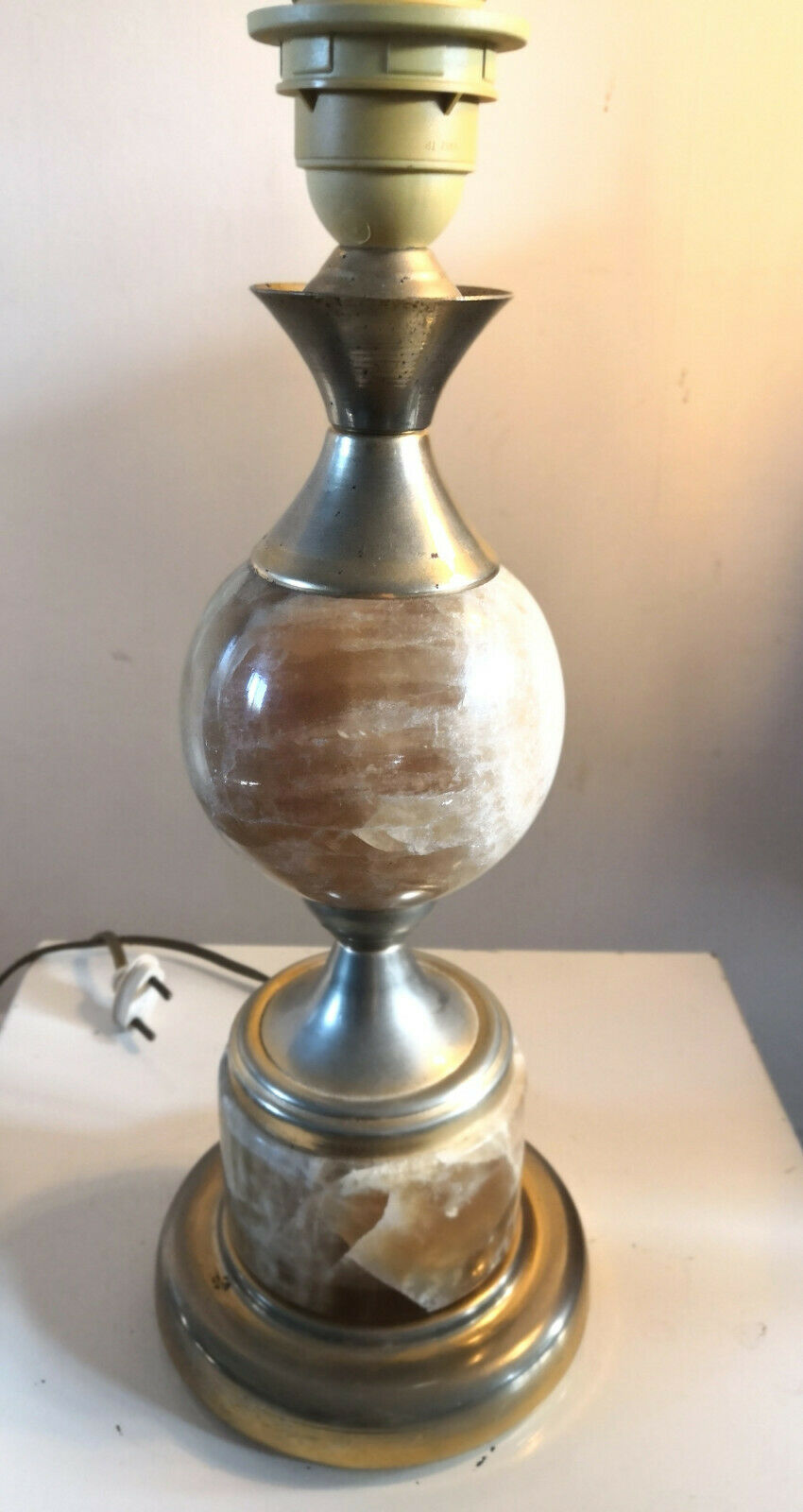 Marble and stainless steel lamp design 70s