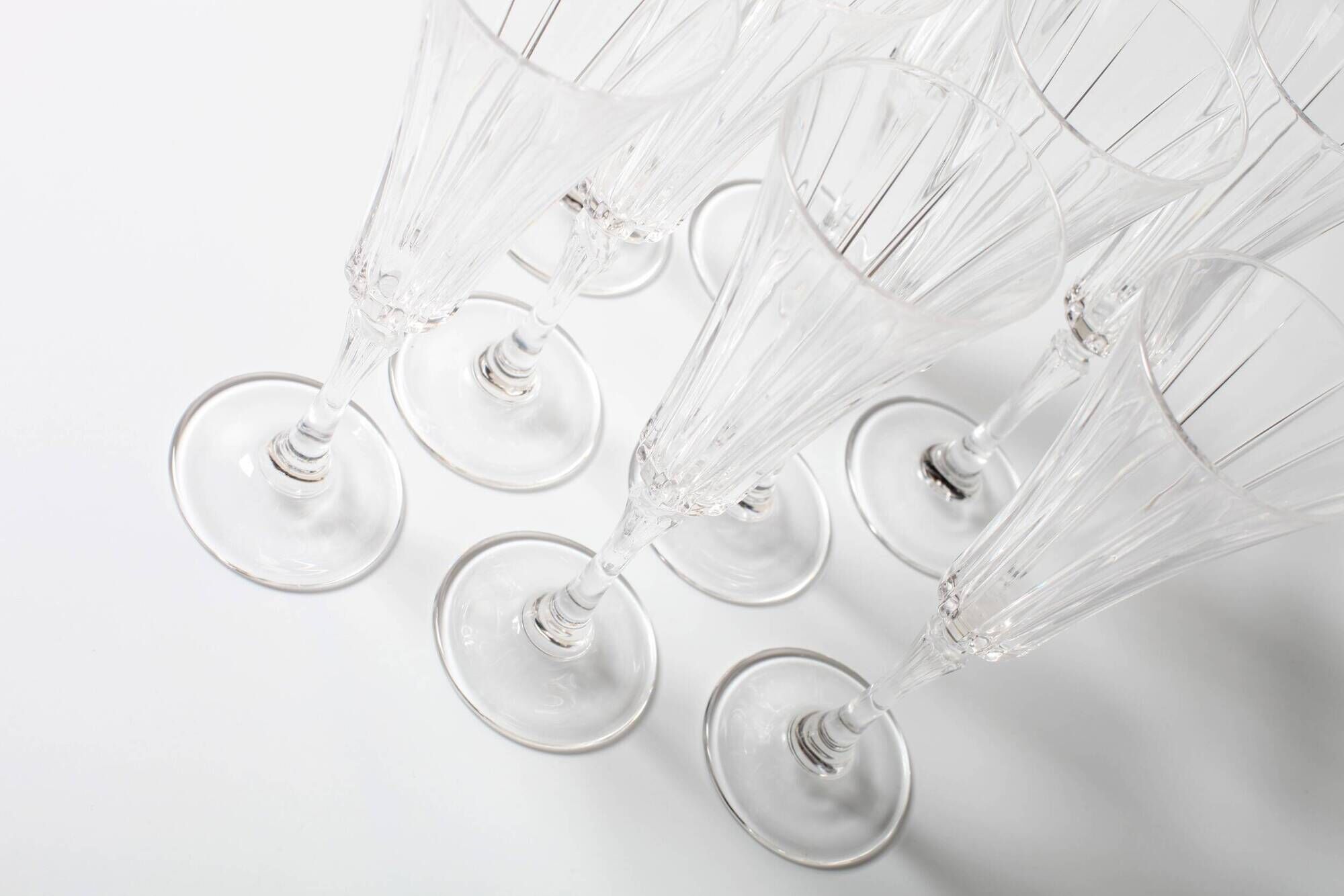 Set of 8 Crystal Vintage Champagne Flutes, Prosecco Clear Italian