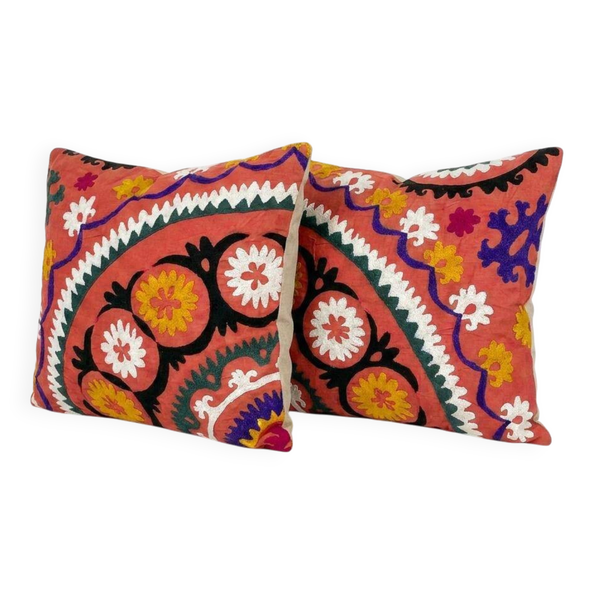 Set of 2 vintage embroidered cushion covers 51x58 cm
