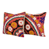 Lot de 2 housses de coussin brodées vintage 51x58 cm