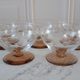 Set of 5 champagne glasses with amber glass feet 50-60s