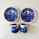 2 Spode Copeland “Blue Tower” Espresso Cups with Saucers – English Vintage