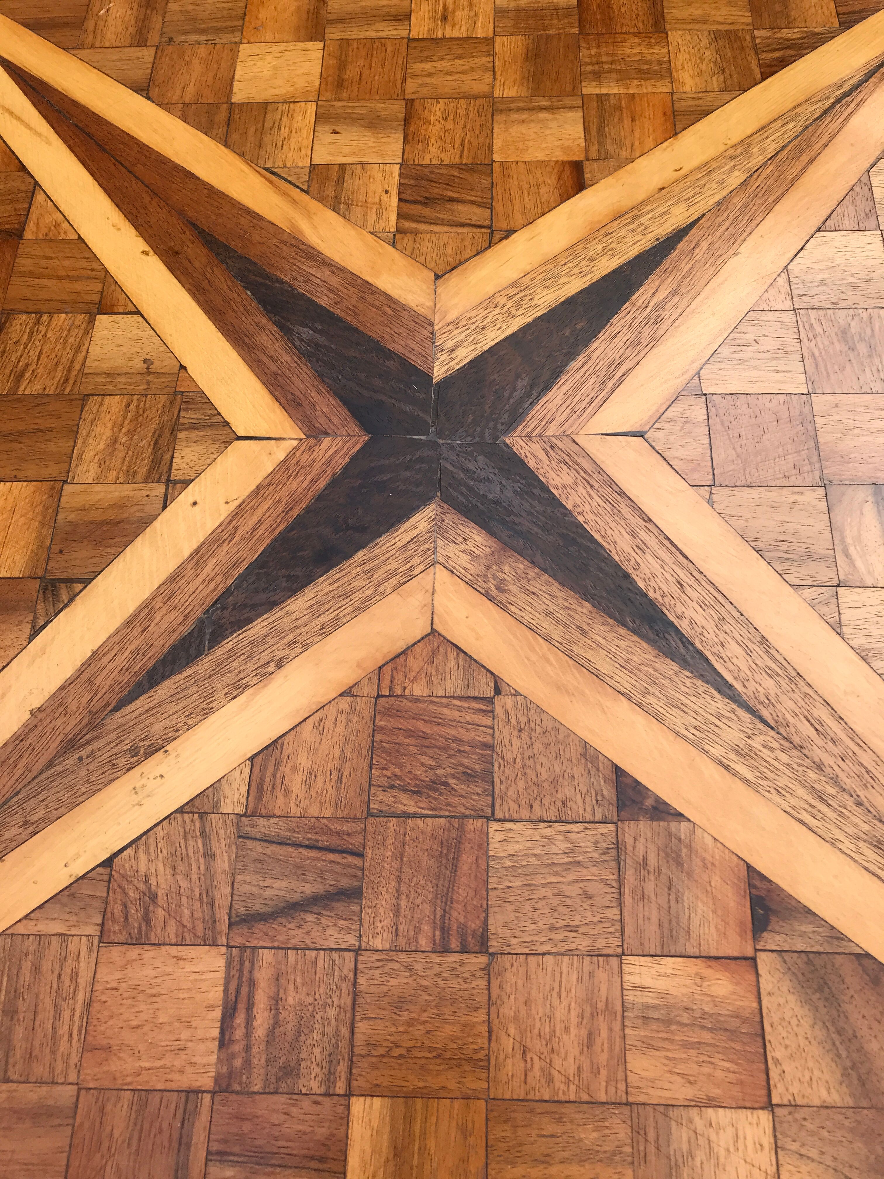 Marquetry and brass coffee table 1960