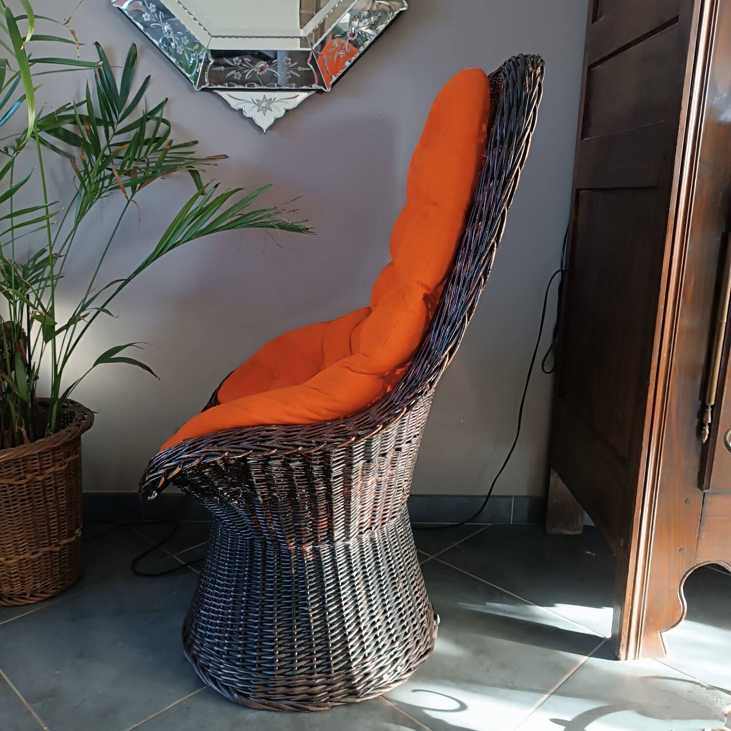 Vintage rattan armchair