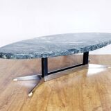 Oval coffee table in 70s green marble