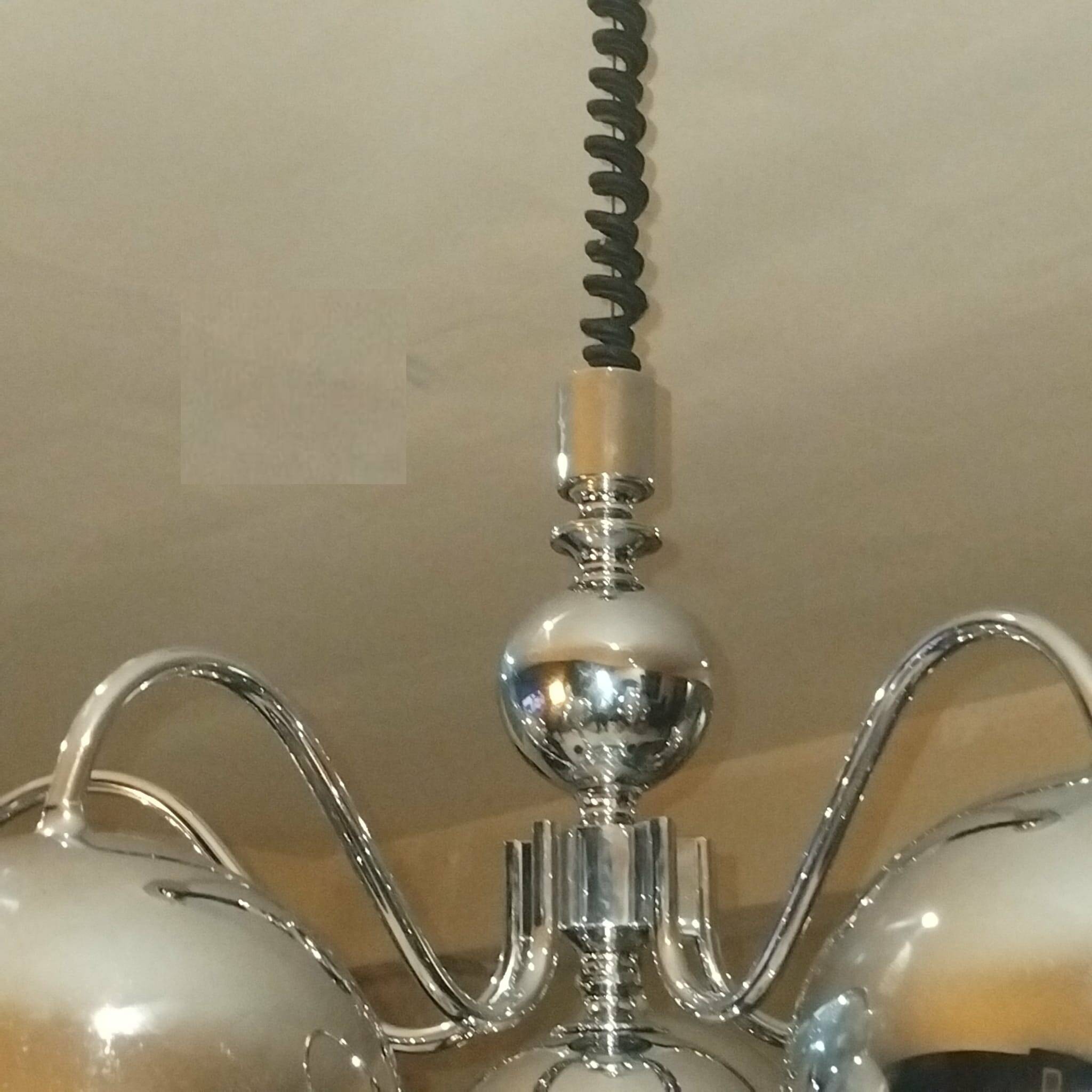 Chrome chandelier by gioffredo reggiani, 1970s