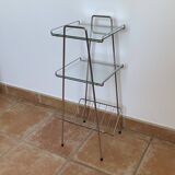 Chrome and glass side table. 1970s. Space Age.