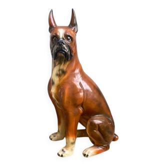 Large Italian earthenware sculpture of a boxer dog