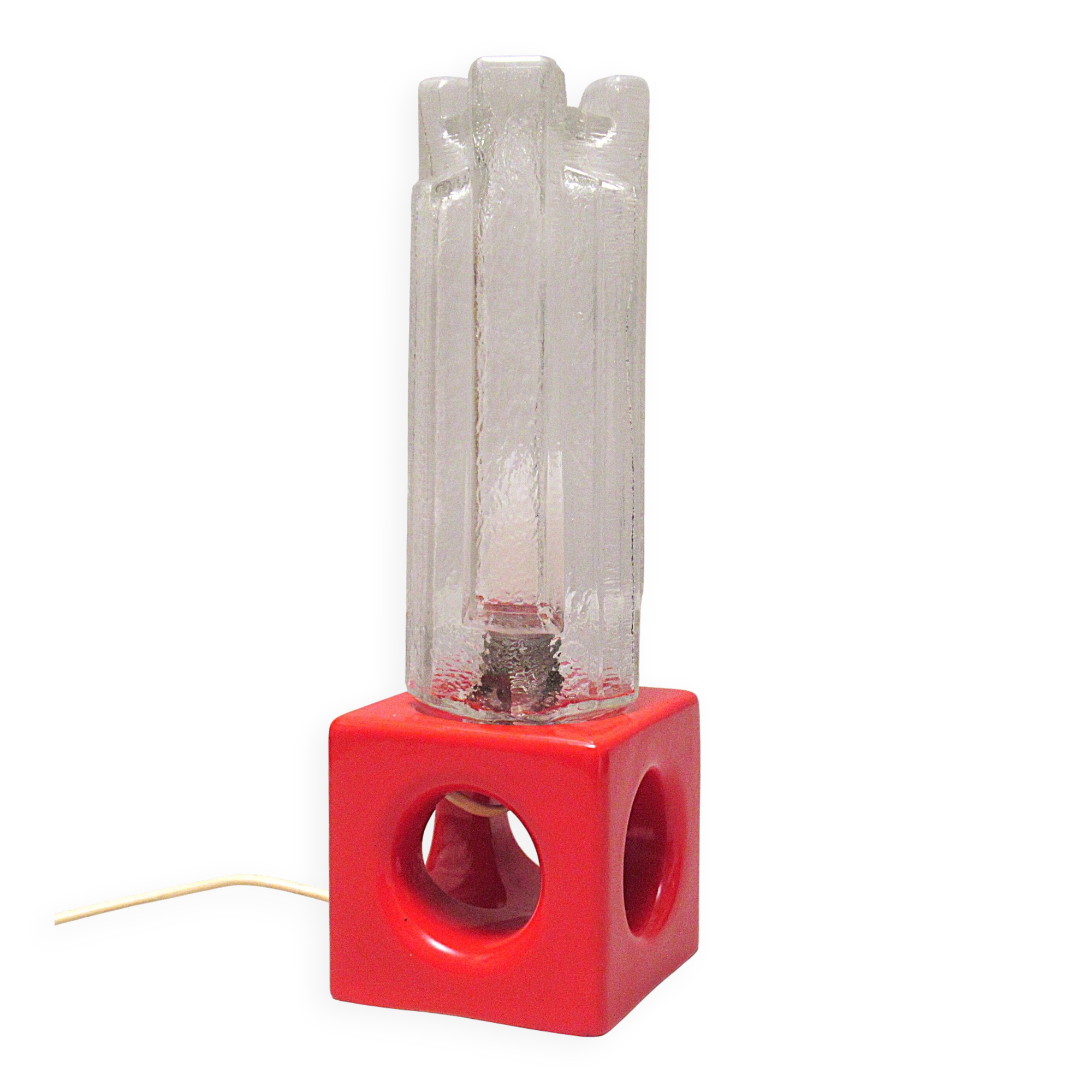 Vintage ceramic and glass lamp from the 1960s.