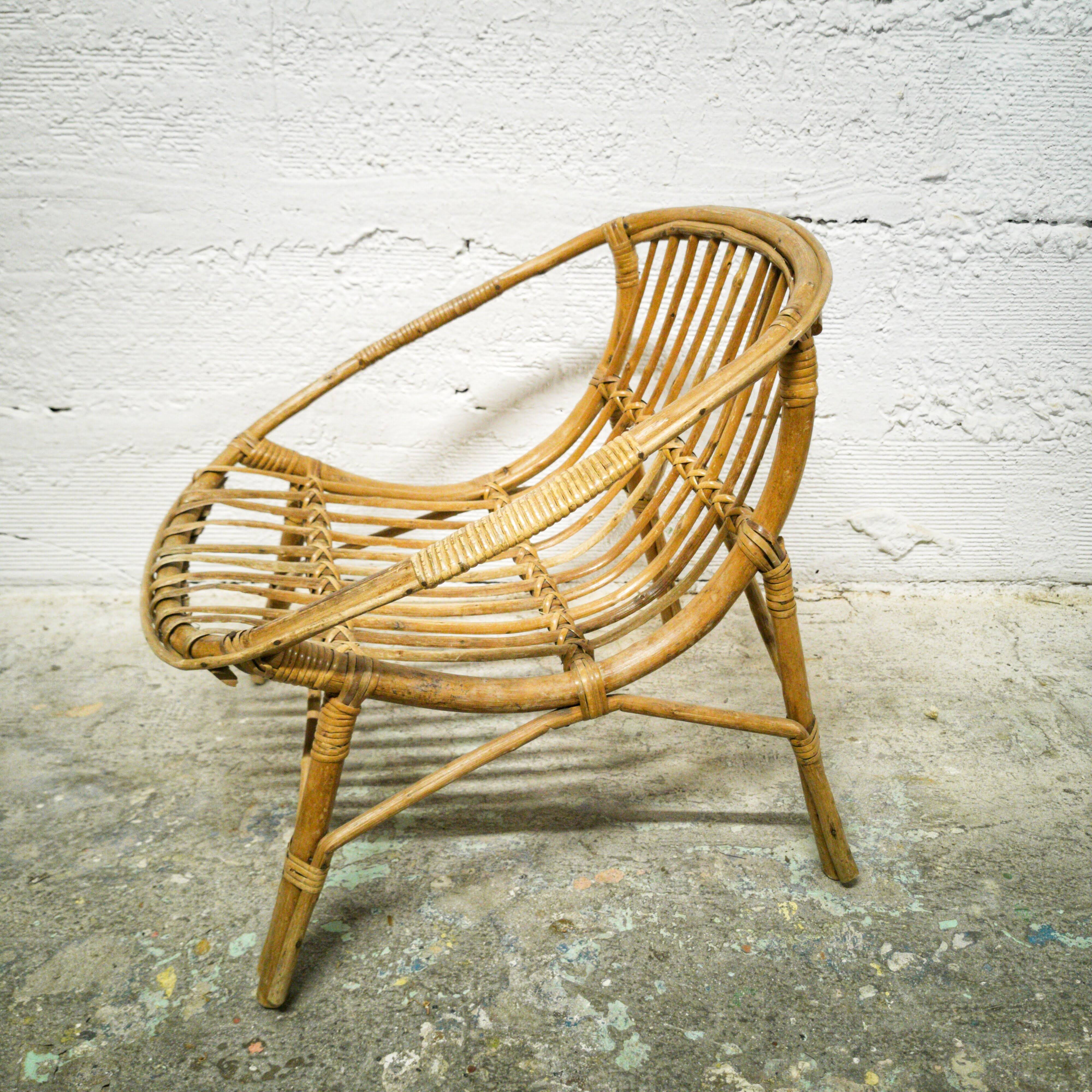 Vintage rattan children's armchair