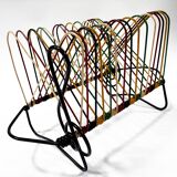 Vintage Vinyl Storage • 45 RPM Holder • Lacquered Metal • Scoubidou • 1950